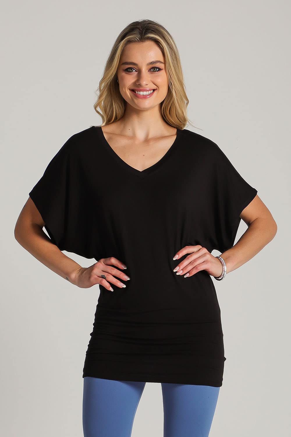 Butterfly Short Sleeve V-Neck Dolman Top