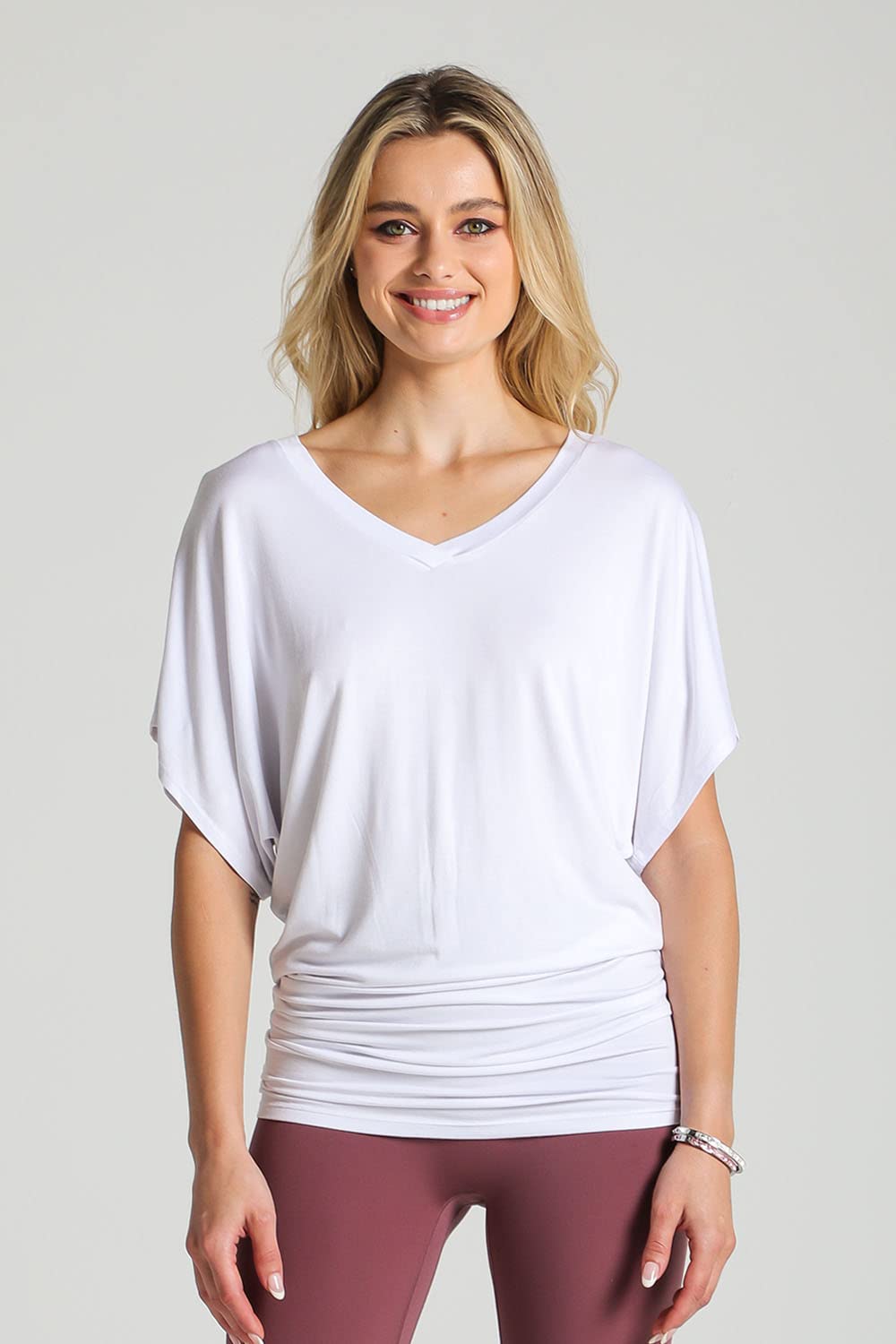 Butterfly Short Sleeve V-Neck Dolman Top