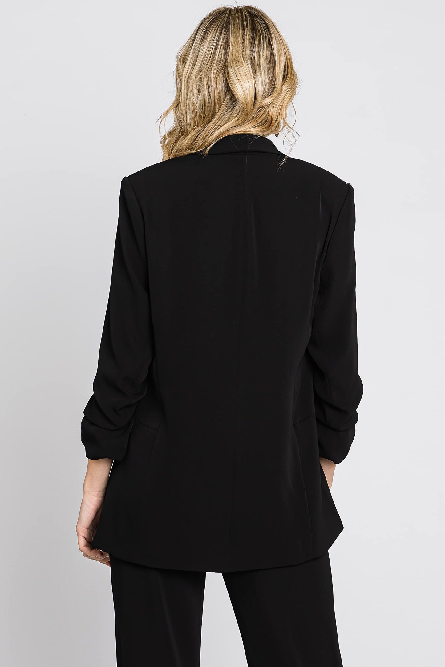 Open Front Relaxed Fit 3/4 Sleeve Blazer